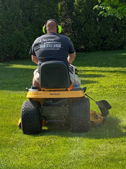 Aaron on a mowing grass